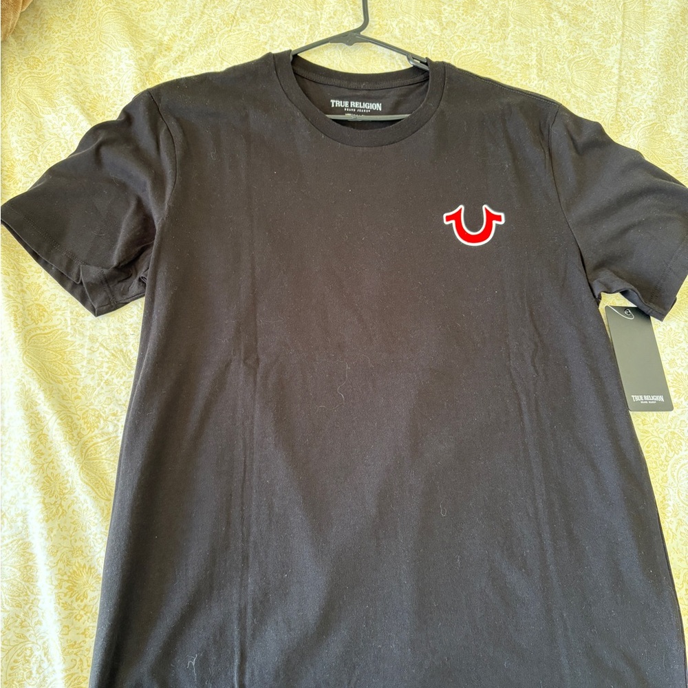 True Religion Black Tee with Red Logo
